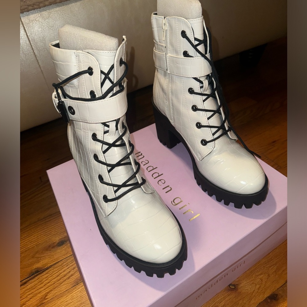 Madden girl white boots